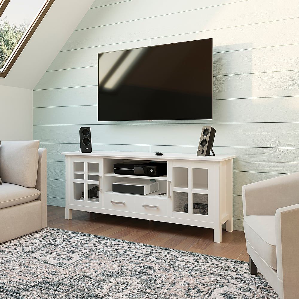 Simpli Home Kitchener Solid Wood 60 Inch Wide Tv Media Stand For Tvs Up ... within Harper Solid Hardwood Tv Media Stand, White For Tvs Up To 65 Inches