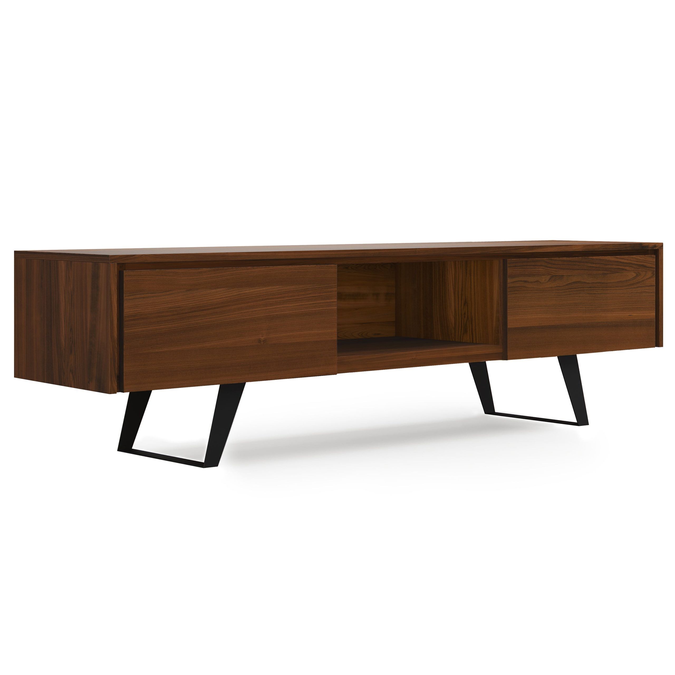 Simpli Home Lowry 72 Inch Wide Modern Industrial Tv Media Stand In ... within Lowry 72&amp;quot; Wd Modern Industrial Tv Media Stand In Walnut For Tvs Upto 80 Inches