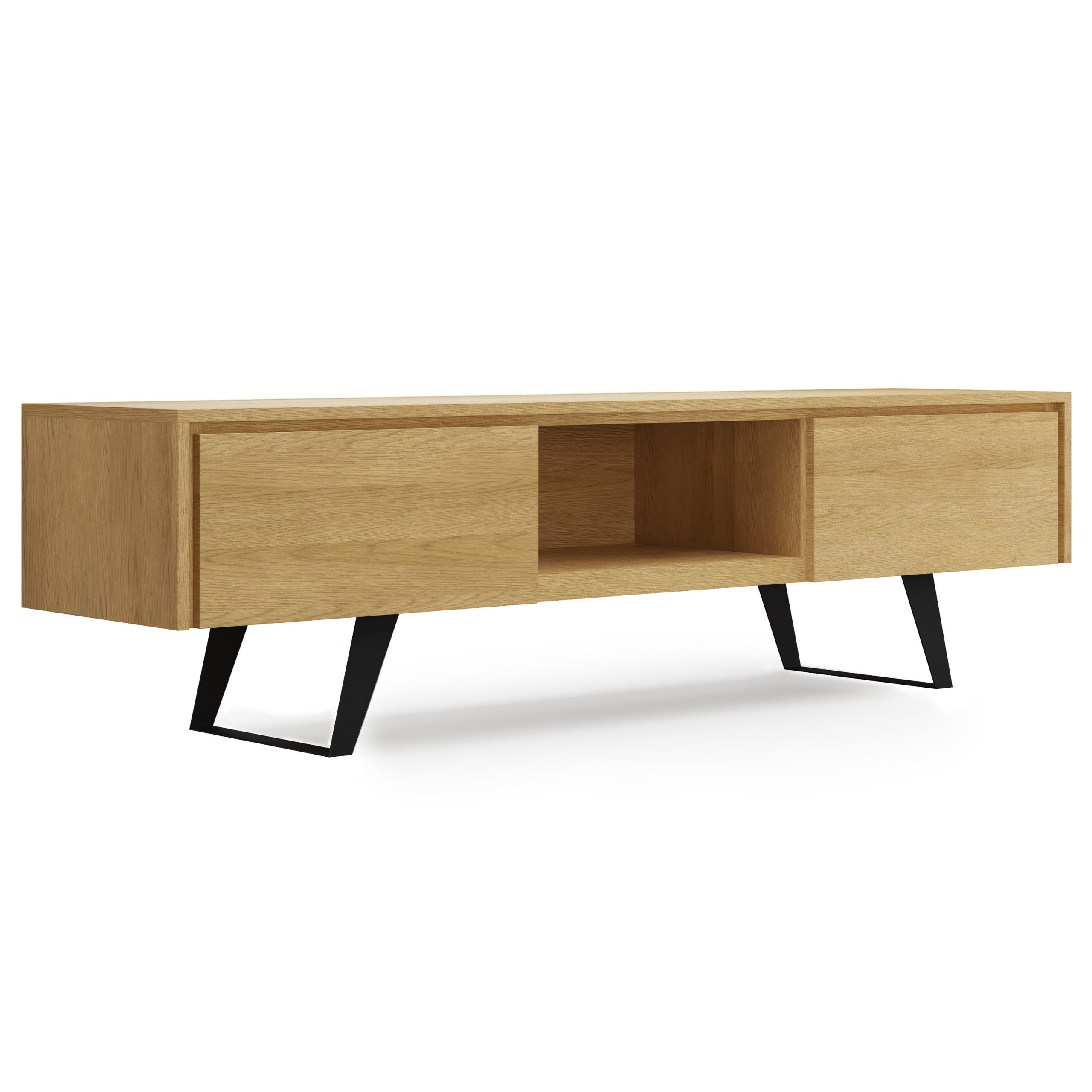Simpli Home Lowry Modern Industrial Solid Wood Oak Veneer Tv Media ... with Maximizing Space Efficiency with Industrial-Style Media Furniture