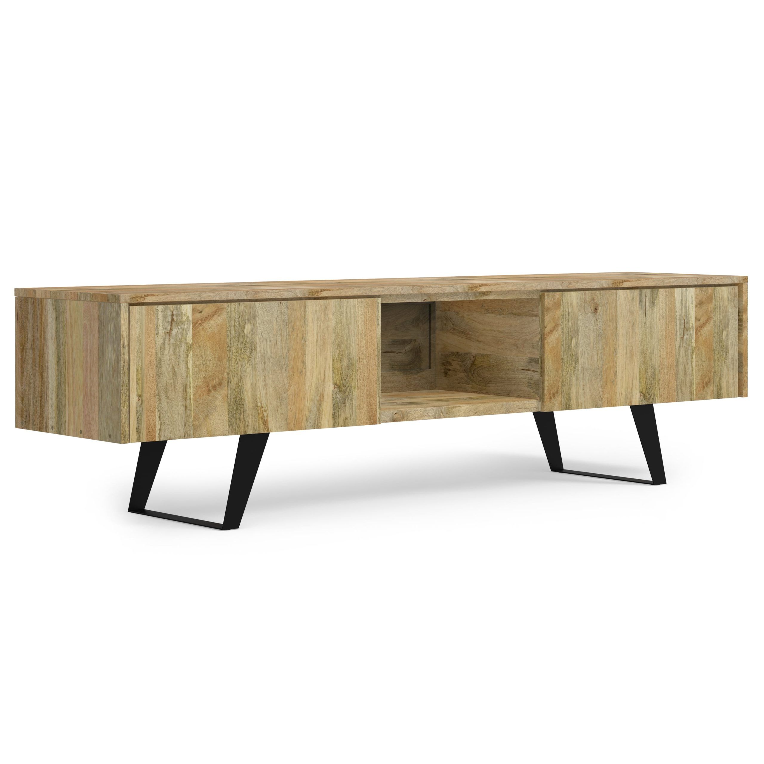 Simpli Home Lowry Solid Mango Wood 72 Inch Wide Modern Industrial Tv ... for Long-term value of investing in solid wood media storage solutions