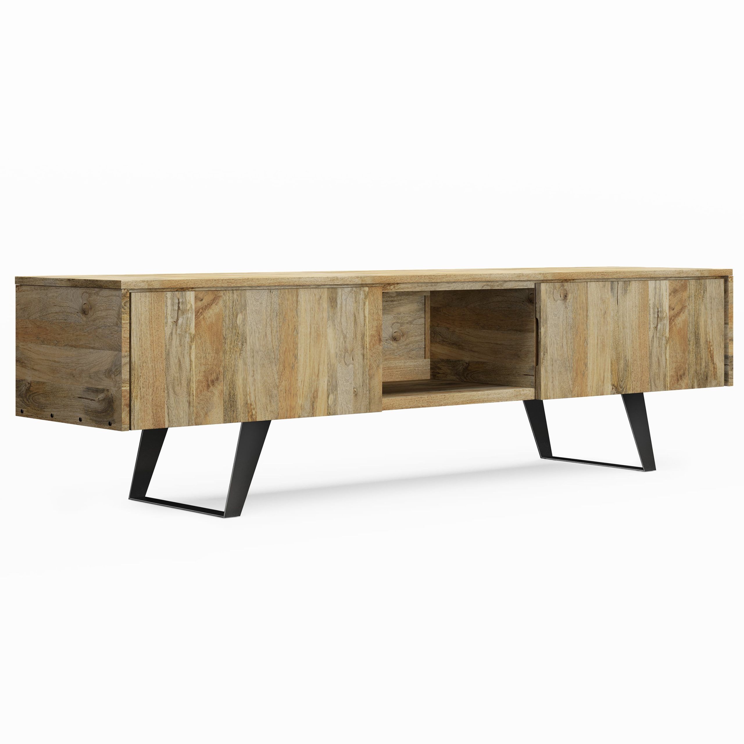 Simpli Home Lowry Solid Mango Wood 72 Inch Wide Modern Industrial Tv ... for Lowry Solid Mango Wood 72 Inch Tv Media Stand For Tvs Up To 80 Inches, Walnut