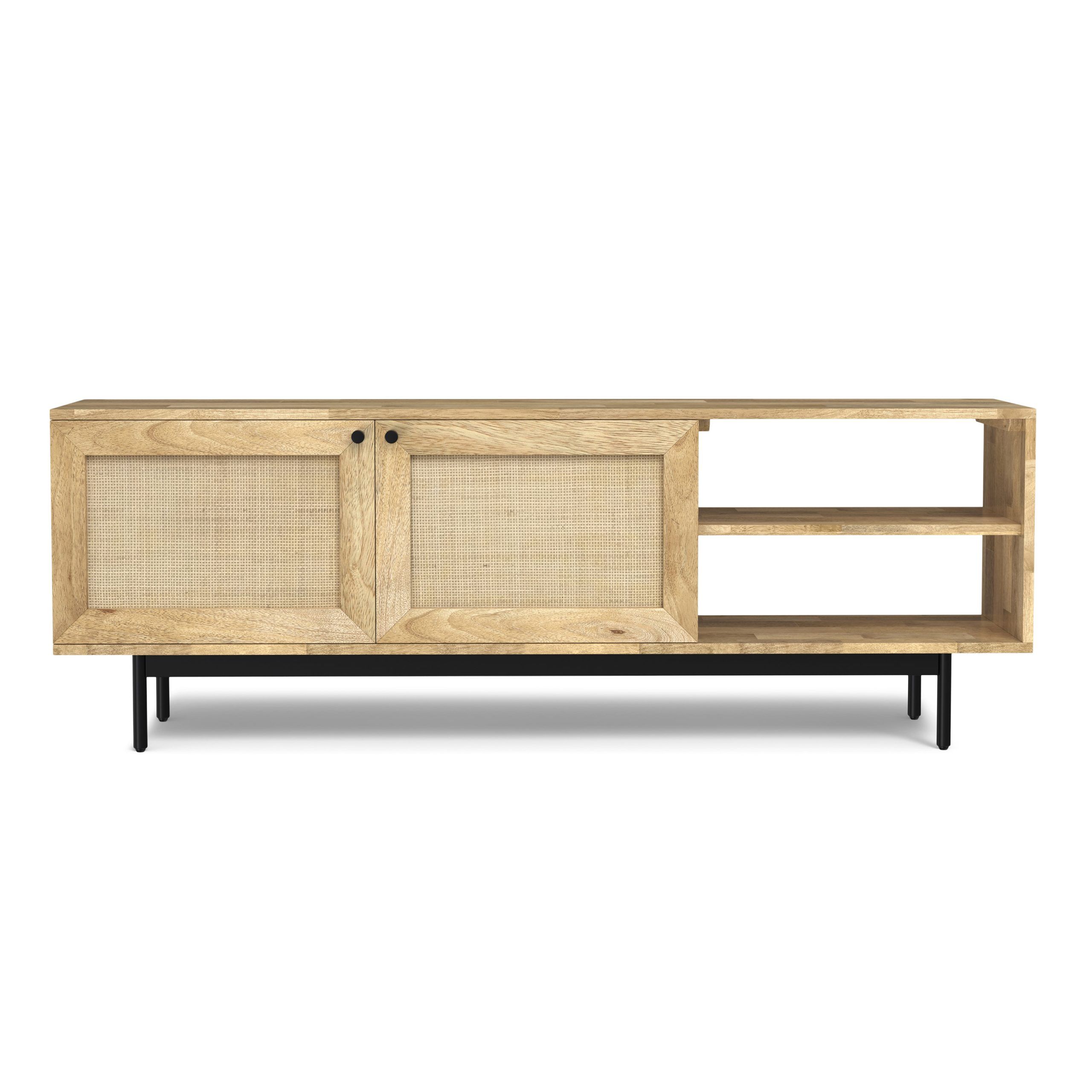 Simpli Home Reeves Solid Mango Wood Tv Media Stand In Natural For Tvs ... within Harrow Solid Mango Wood Tv Media Stand, Natural For Tvs Up To 65 Inches