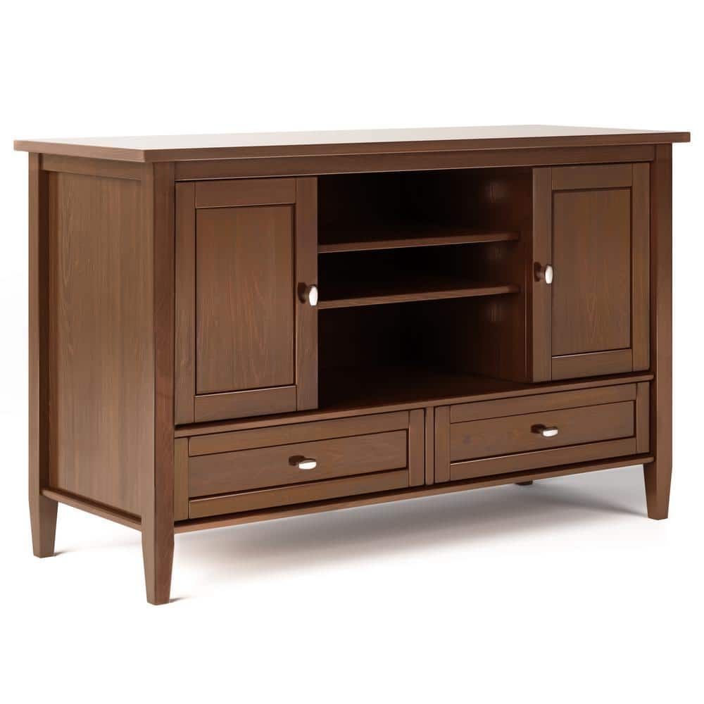 Simpli Home Warm Shaker Solid Wood 47 In. Wide Transitional Tv Media ... for Warm Shaker Solid Wood Tv Media Stand In Russet Brown For Tvs Up To 50 Inches