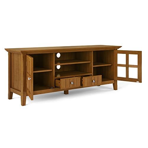 Simplihome Acadian Solid Wood 60 Inch Wide Transitional Tv Media Stand ... within Material science behind solid wood tv stands and their resistance to environmental factors