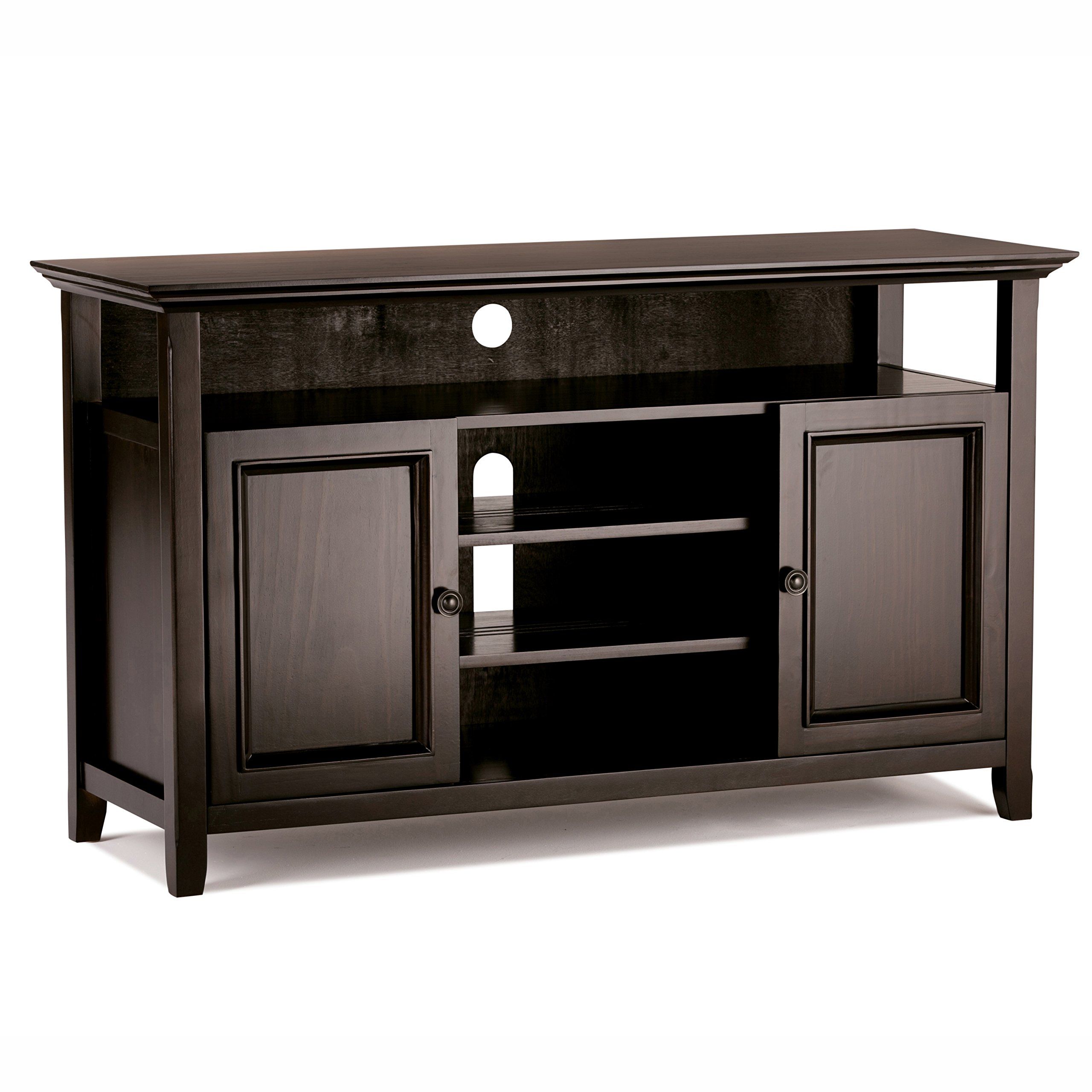 Simplihome Amherst Solid Wood 54 Inch Wide Transitional Tv Media Stand ... intended for The Art of Balancing Functionality and Aesthetics in Home Entertainment