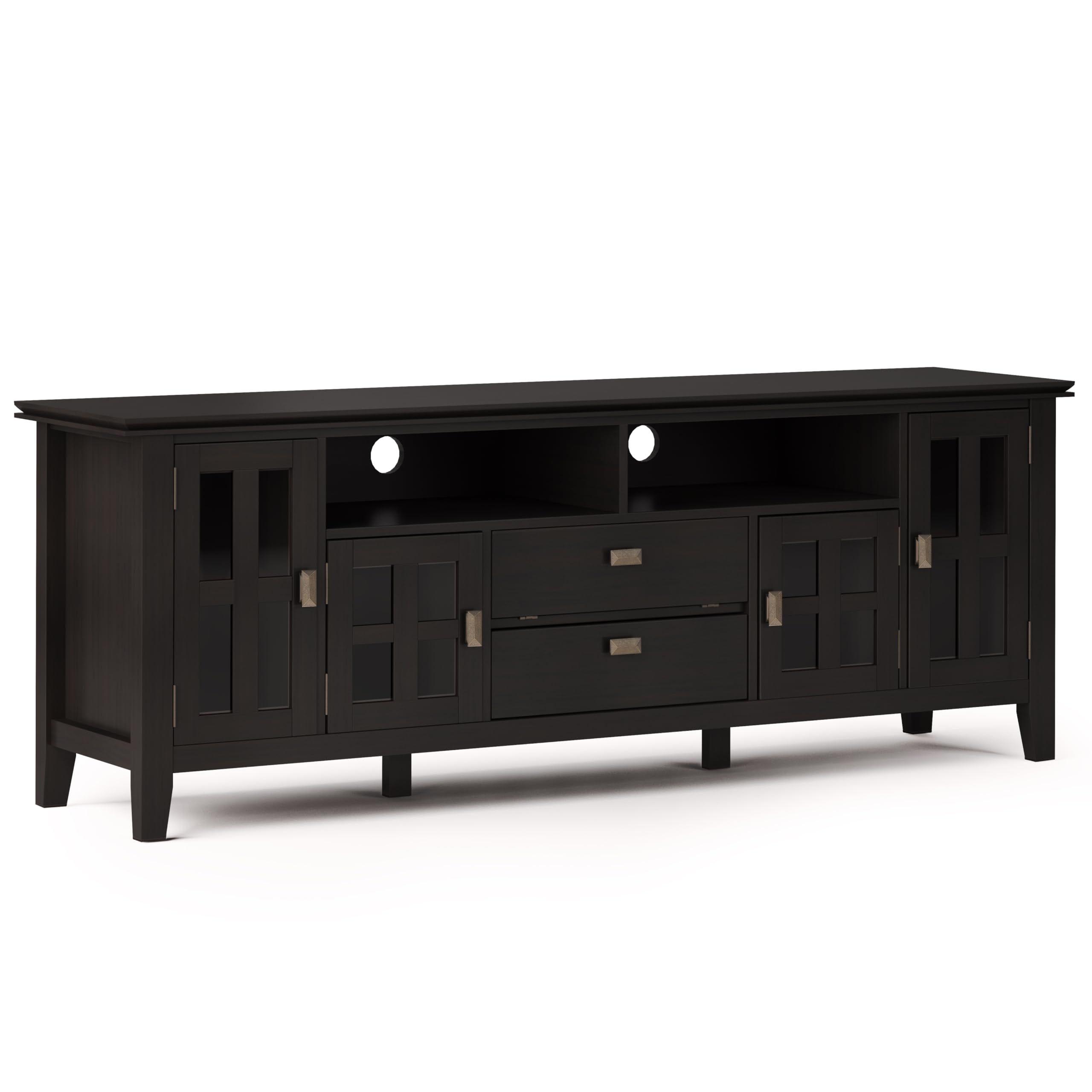 Simplihome Artisan Solid Wood 72 Inch Wide Transitional Tv Media Stand ... pertaining to Wood 53 Inch Wide Tv Media Stand & In Hickory Brown For Tvs Up To 55 Inches