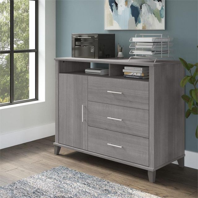 Somerset Office Storage Credenza In Storm Gray - Engineered Wood ... with Somerset Storage 3 Drawer Dresser Tv Stand In Storm Gray - Engineered Wood