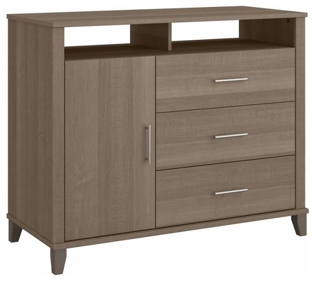 Somerset Tall Tv Stand With Storage In Ash Gray - Engineered Wood ... inside Exploring the Design Philosophy Behind Somerset Storage 3 Drawer Dresser TV Stand