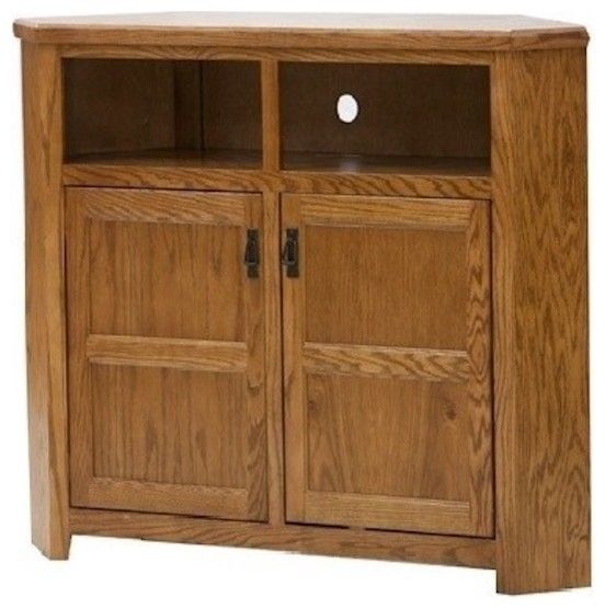 Tall Mission 50" Wide Corner Tv Console - Transitional - Entertainment ... throughout Maximizing Storage and Functionality in Small Entertainment Areas