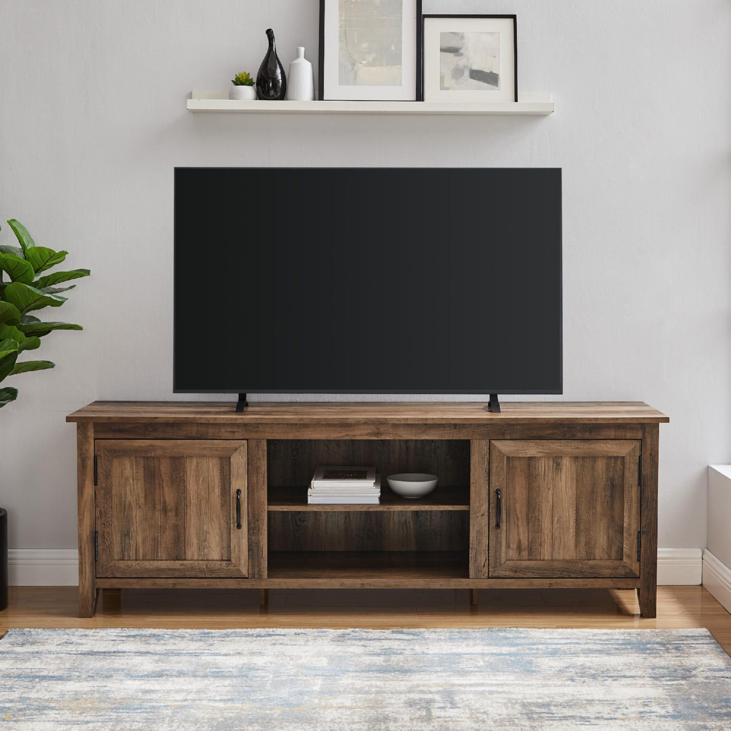 The Ultimate Guide To Modern Farmhouse Rustic Tv Stands For Cozy Living with Rustic Tv Stand, 3 Open Compartments And 3 Storage Cabinets, Espresso