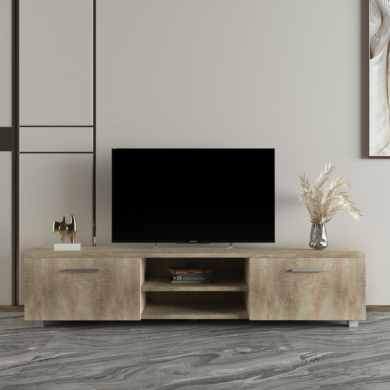Tv Stand For Tvs Up 70 Inch, Wood Entertainment Center With Storage ... with The Art of Balancing Function and Aesthetics in Home Entertainment Furniture