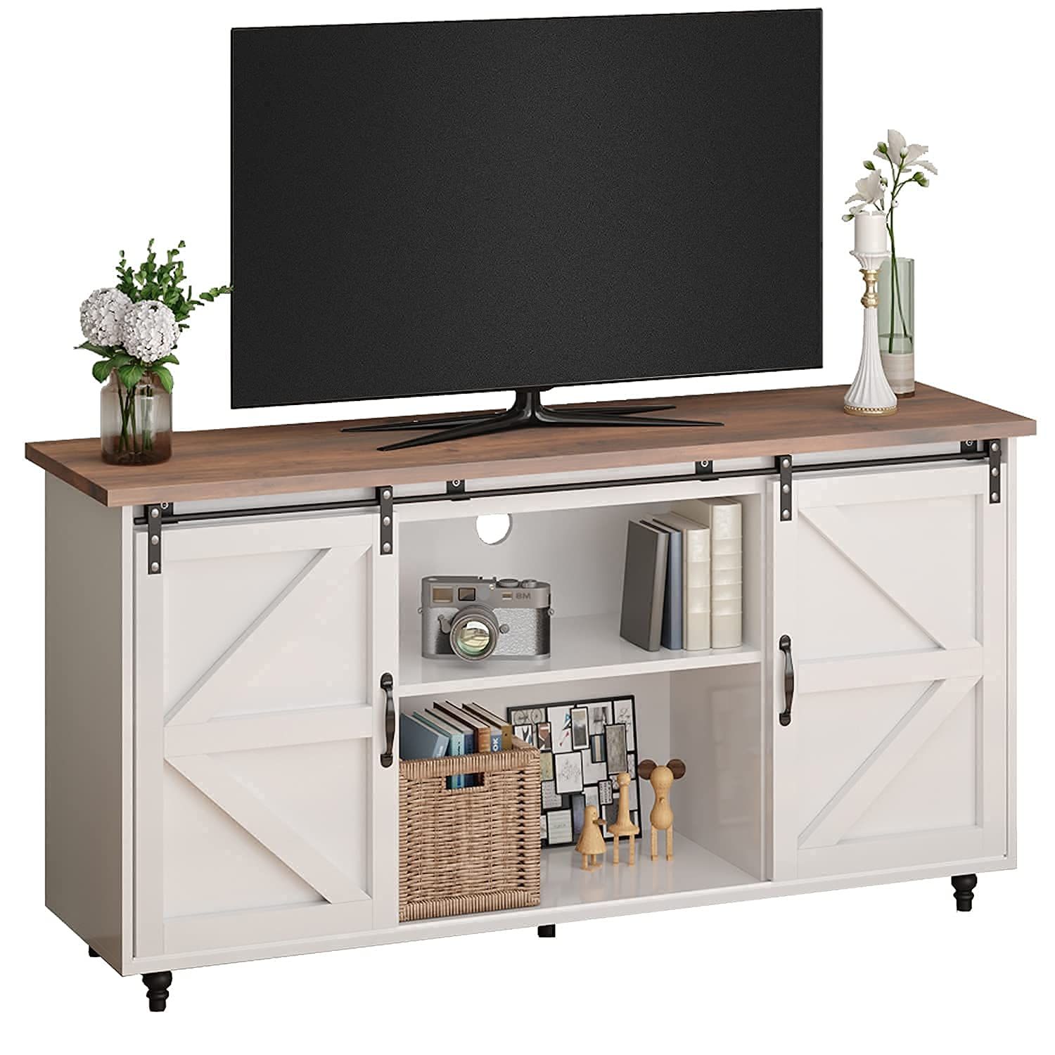Tv Stand Sliding Barn Door Modern&Farmhouse Wood Entertainment Center ... inside Exploring the Versatility of Multicolored Sliding Barn Door Sideboard Solutions