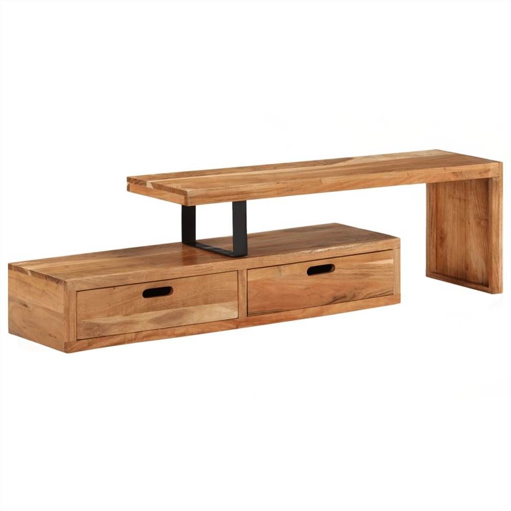 Tv Stand Solid Acacia Wood inside Vidaxl Adjustable Tv Stand/ Tv Table, Solid Acacia Wood 45.3X11.8X15.7 Inches