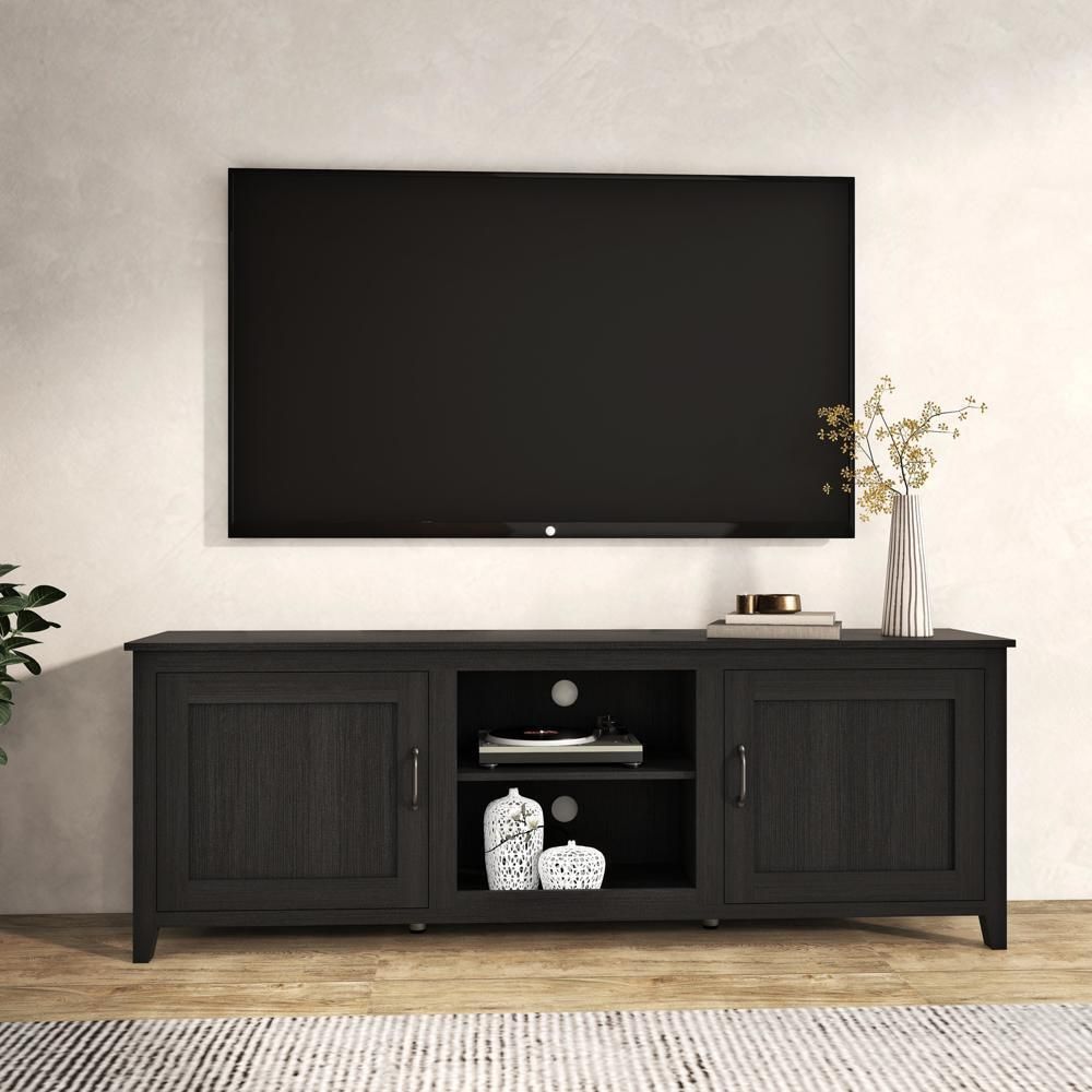 Tv Stand Storage Media Console Entertainment Center Tradition Black ... in Understanding the Role of Media Consoles in Modern Living Spaces