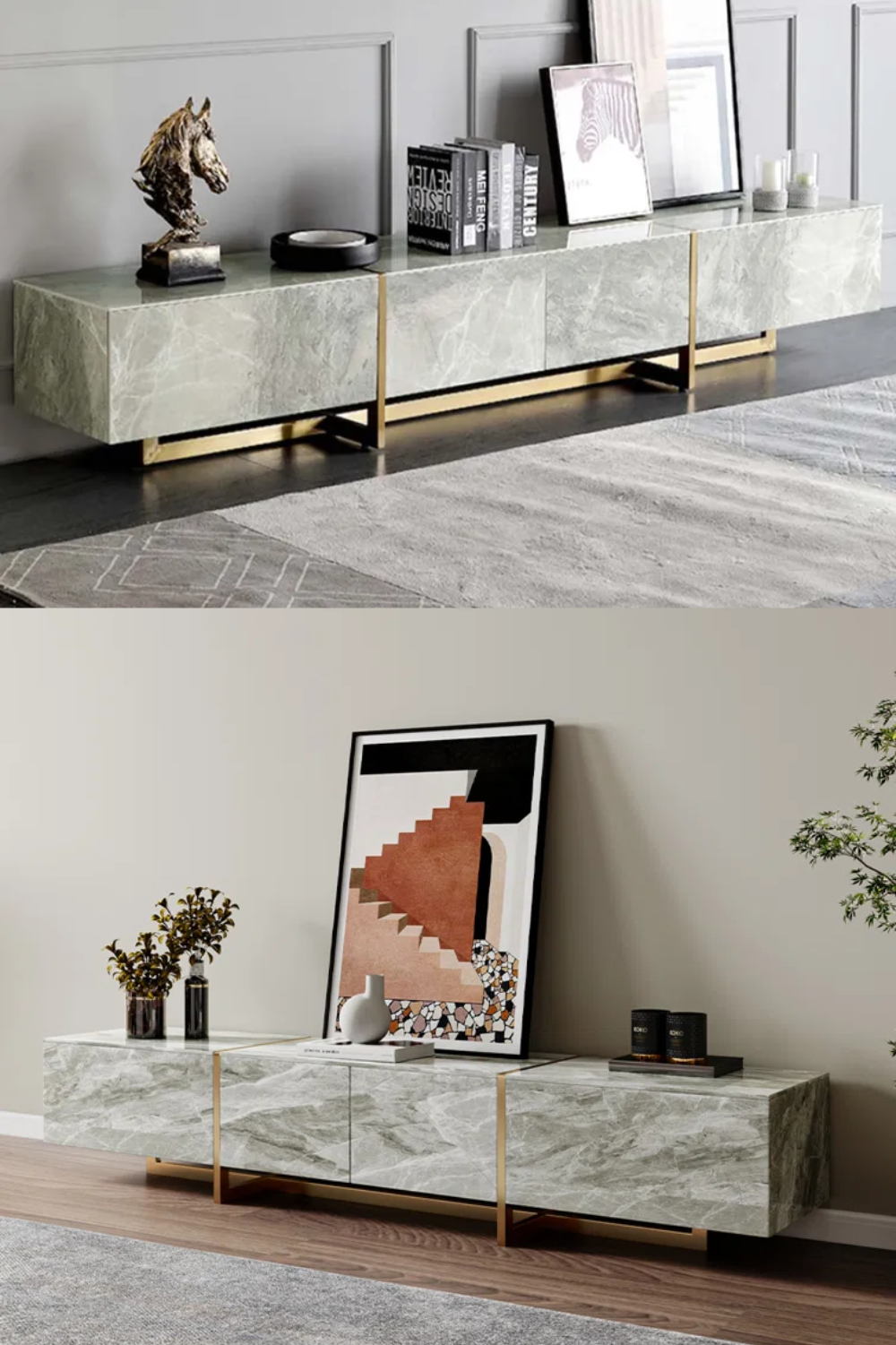 "Unleash Unrivaled Elegance: Discover The Pinnacle Of Luxury Media ... within Empire Tv Stand, White Marble Media Cabinet, 95" Rosegold Black Tv Storage
