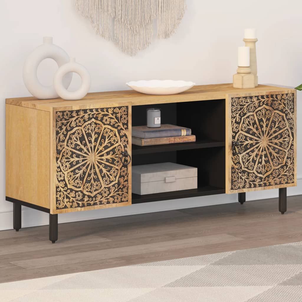 Vidaxl Tv Cabinet 105X33X46 Cm Solid Wood Mango within Creating Functional Entertainment Centers with Multi-Storage Solutions