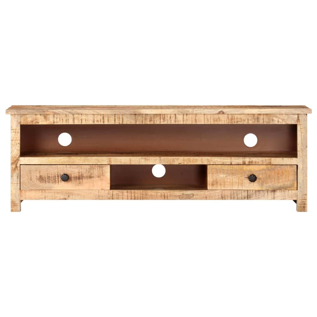 Vidaxl Tv Cabinet 120X30X40 Cm Rough Mango Wood | Vidaxl.com.au with Vidaxl Tv Stand Tv Unit Sideboard Cupboard Rough Mango Wood And Natural Cane