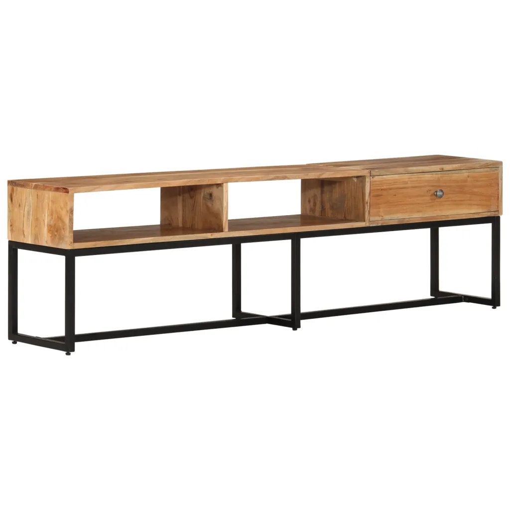 Vidaxl Tv Cabinet Natural Acacia Wood Solid Acacia Wood, Powder-Coated ... with regard to The craftsmanship behindvidaXL TV cabinet construction techniques