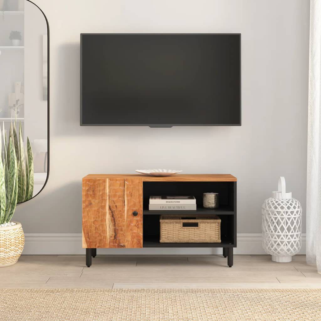 Vidaxl Tv Cabinet Wood Solid Acacia Wood, Engineered Wood, Iron | Wayfair regarding Vidaxl Tv Cabinet Honey Touch Solid Acacia Wood Medium Tv Cabinet