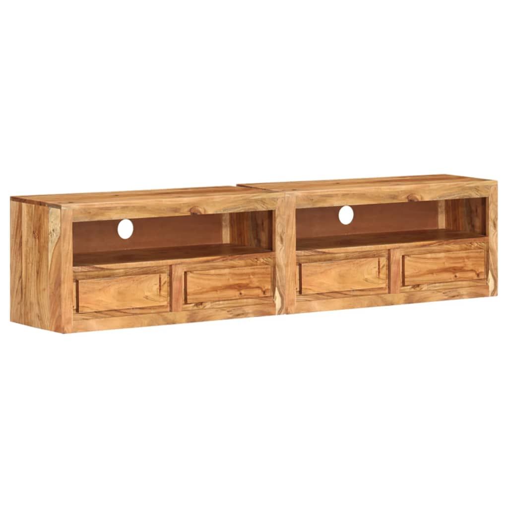 Vidaxl Tv Cabinets 2 Pcs 88X30X40 Cm Solid Wood Acacia | Vidaxl.com.au pertaining to Inside look at how vidaXL designs their medium-sized tv cabinet with solid acacia wood