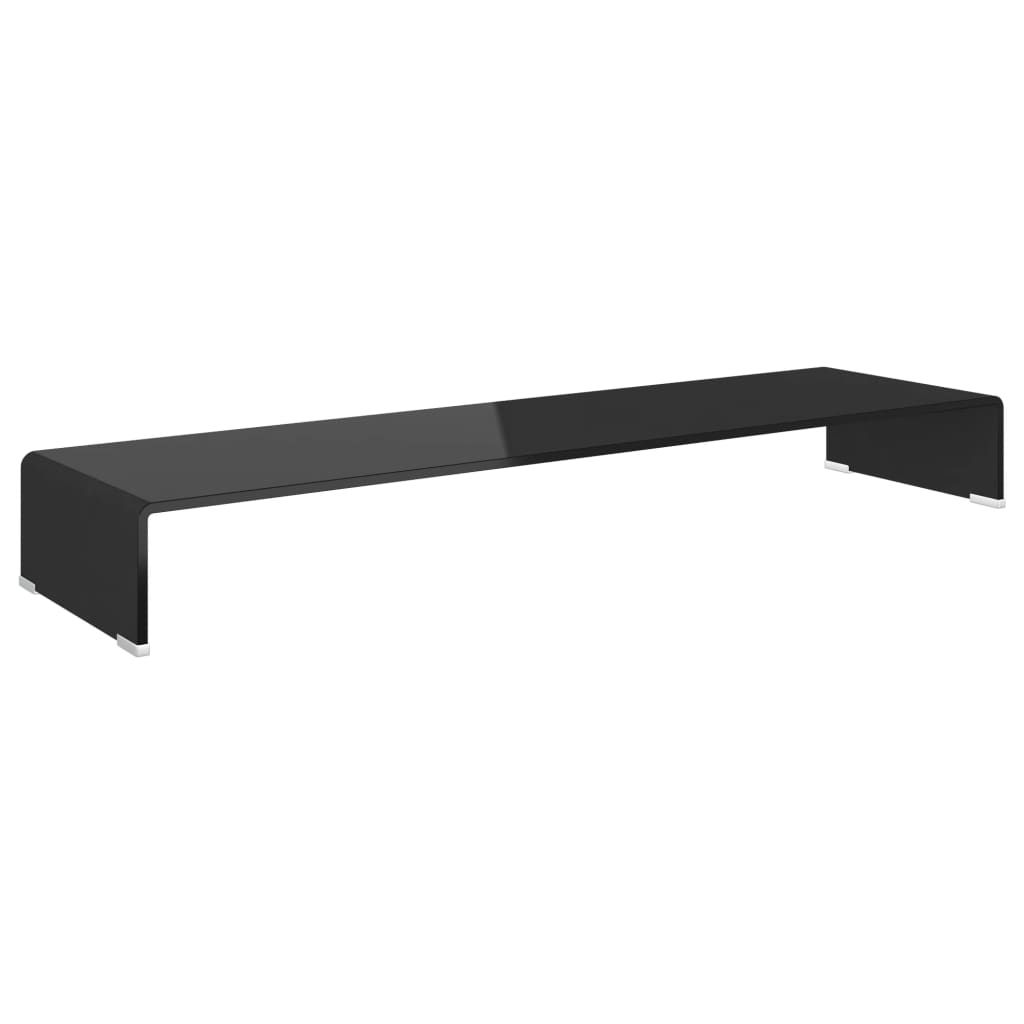 Vidaxl Tv Stand Black Tempered Glass Medium Sleek Tv Stand | Vidaxl.com for Comparing plastic and tempered glass construction in TV furniture