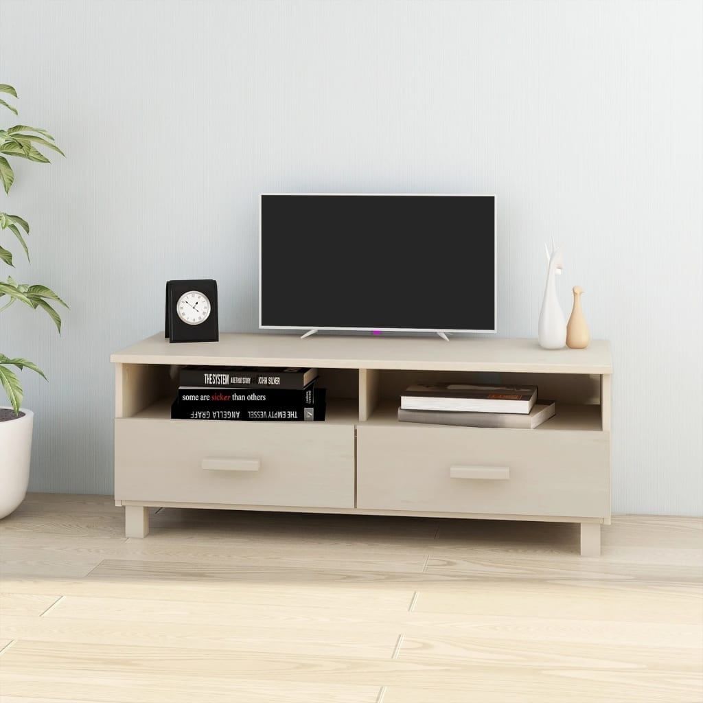 Vidaxl Tv Stand Tv Console Sideboard Tv Unit Cupboard Hamar Solid Wood ... inside Understanding the durability and care of solid wood pine furniture