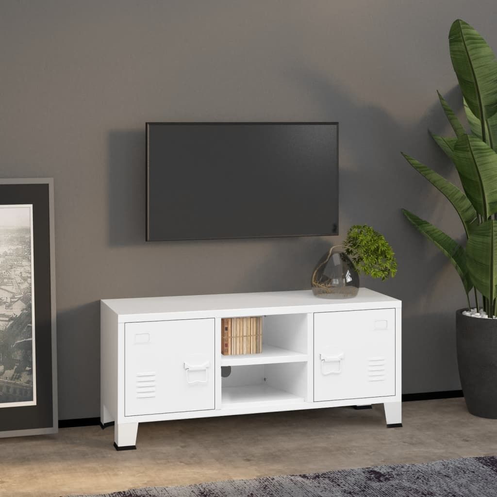 Vidaxl Tv Stand Tv Console Sideboard Tv Unit Home Media Unit Cupboard ... inside Vidaxl Tv Stand Tv Console Sideboard Tv Unit Media Unit Cupboard White Metal