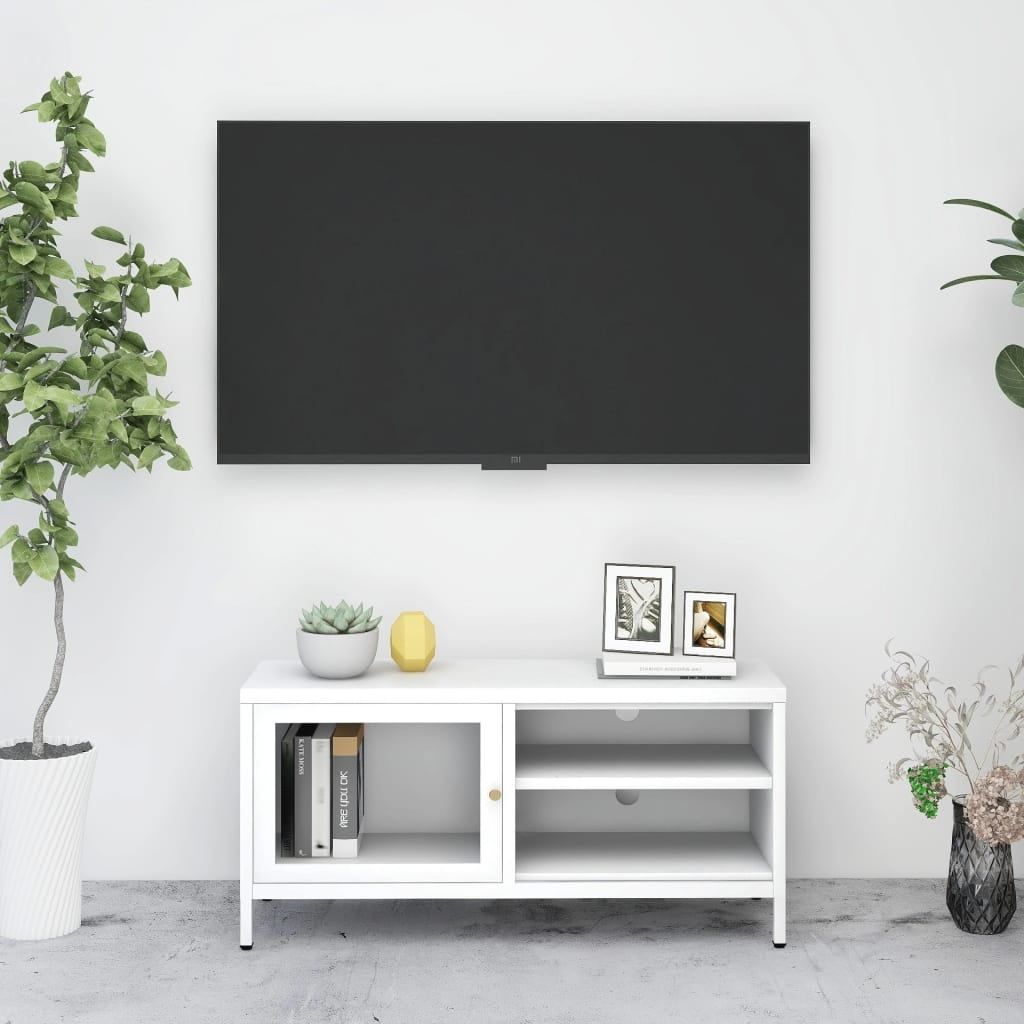 Vidaxl Tv Stand Tv Console Sideboard Tv Unit Home Media Unit Steel And ... inside Maintaining white engineered wood furniture for long-lasting appeal