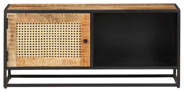 Vidaxl Tv Stand Tv Unit Sideboard Cupboard Rough Mango Wood And Natural ... in Vidaxl Tv Stand Tv Console Wall-Mounted Sideboard Media Unit Rough Mango Wood