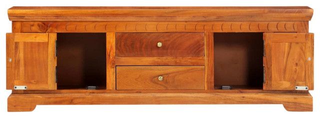 Vidaxl Tv Stand Tv Unit Sideboard Tv Console Media Cabinet Solid Acacia ... in Vidaxl Tv Cabinet Honey Brown And Grey Solid Acacia Wood, Powder-Coated Iron