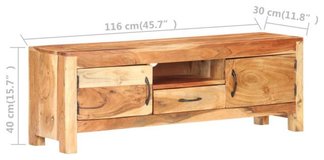 Vidaxl Tv Stand Tv Unit Sideboard Tv Console Media Cabinet Solid Acacia ... throughout Vidaxl Tv Stand Media Unit Sideboard Tv Console Entertainment Center Solid Wood