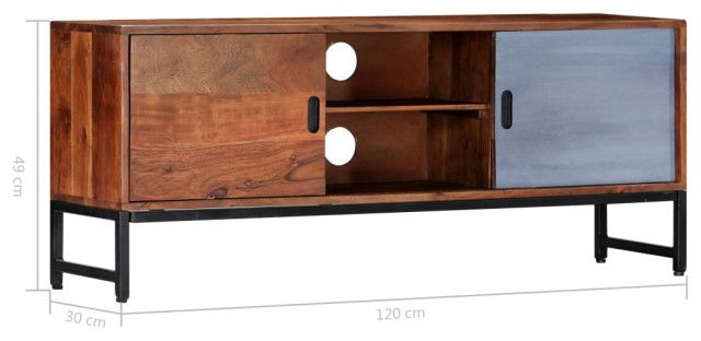 Vidaxl Tv Stand Tv Unit Sideboard Tv Console Media Cabinet Solid Acacia ... with regard to Exploring the Benefits of Brushed Acacia Wood in Furniture Design