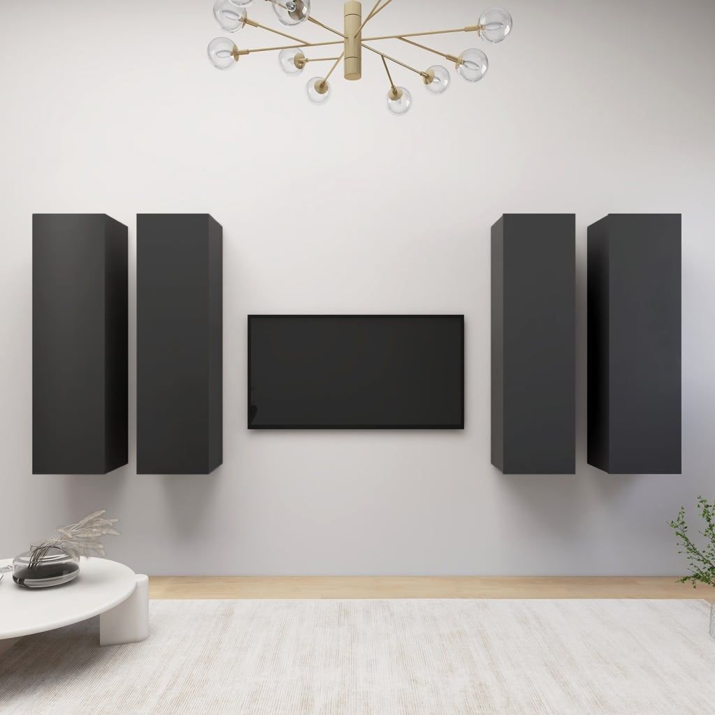Vidaxl Tv Stands Tv Console Sideboard Tv Unit Cupboard 4 Pcs Engineered ... regarding Maximizing space efficiency with multi-functional TV console designs