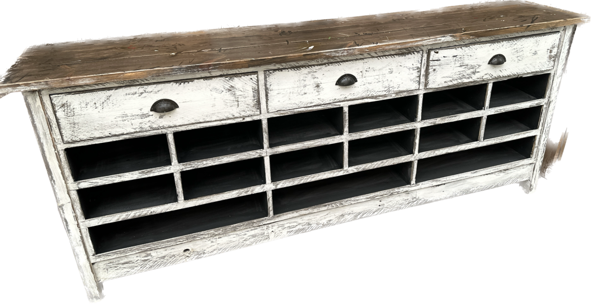 Vintage Pine Industrial Console Kitchen Hall Table Pigeonholes ... within The Evolution of Farmhouse Design in Contemporary Interior Spaces