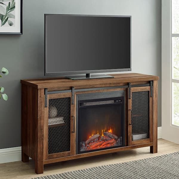Walker Edison Furniture Company 48 In. Rustic Oak Composite Tv Stand 52 ... with Eagle Furniture, 48&amp;quot; Oak Ridge Electric Fireplace Tv Console, Dark Oak