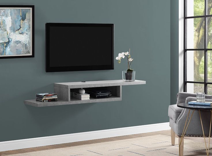 Wall Mounted Laminated Skyline Gray 60" Asymmetrical Tv Console | Flat ... within Modern Living Room Innovation: Asymmetrical Wall Mount TV Console Design Trends