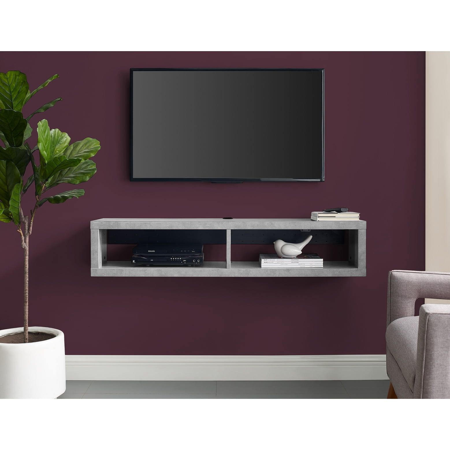 Wall Mounted Wood Tv Console Entertainment Center Wall Decor 48-Inch ... with regard to Modern Living Room Innovation: Asymmetrical Wall Mount TV Console Design Trends