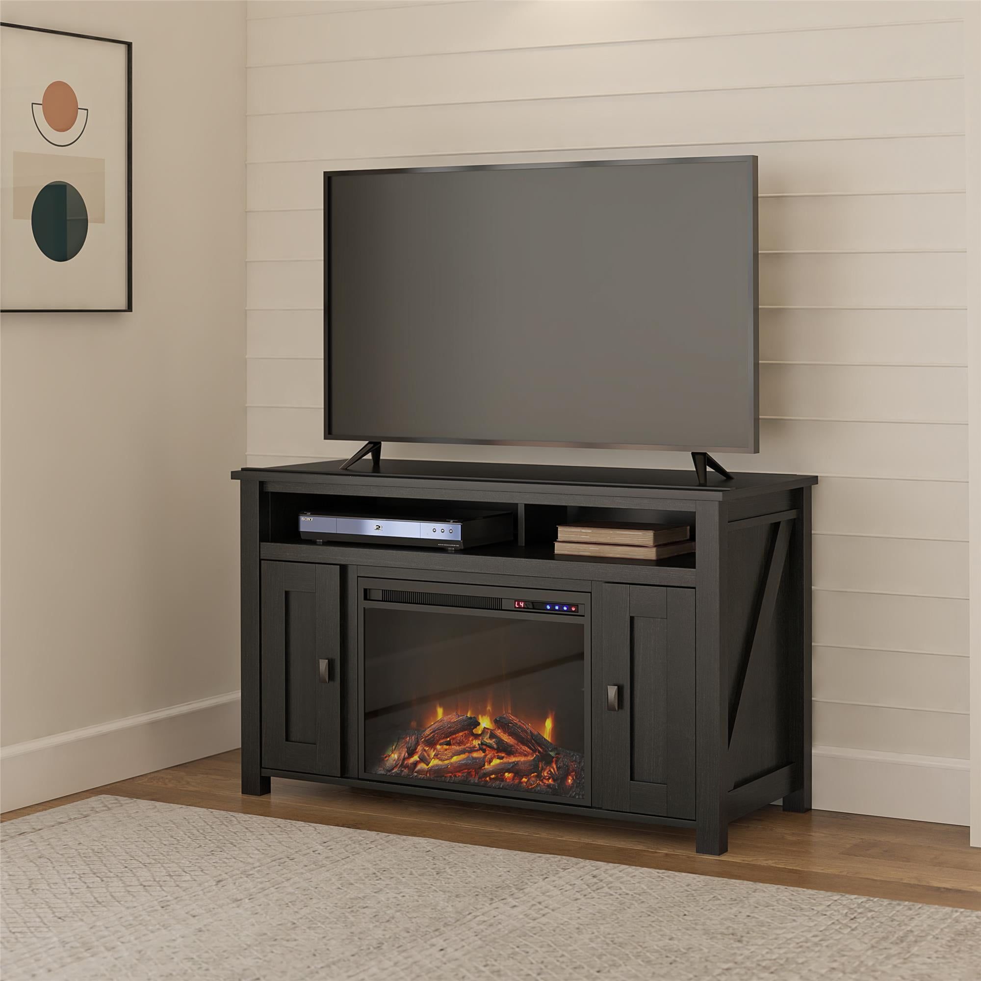 Woven Paths Scandi Farmhouse Electric Fireplace Tv Console For Tvs Up ... with regard to Eagle Furniture, 52" Orleans Electric Fireplace Tv Console, Iron Ore