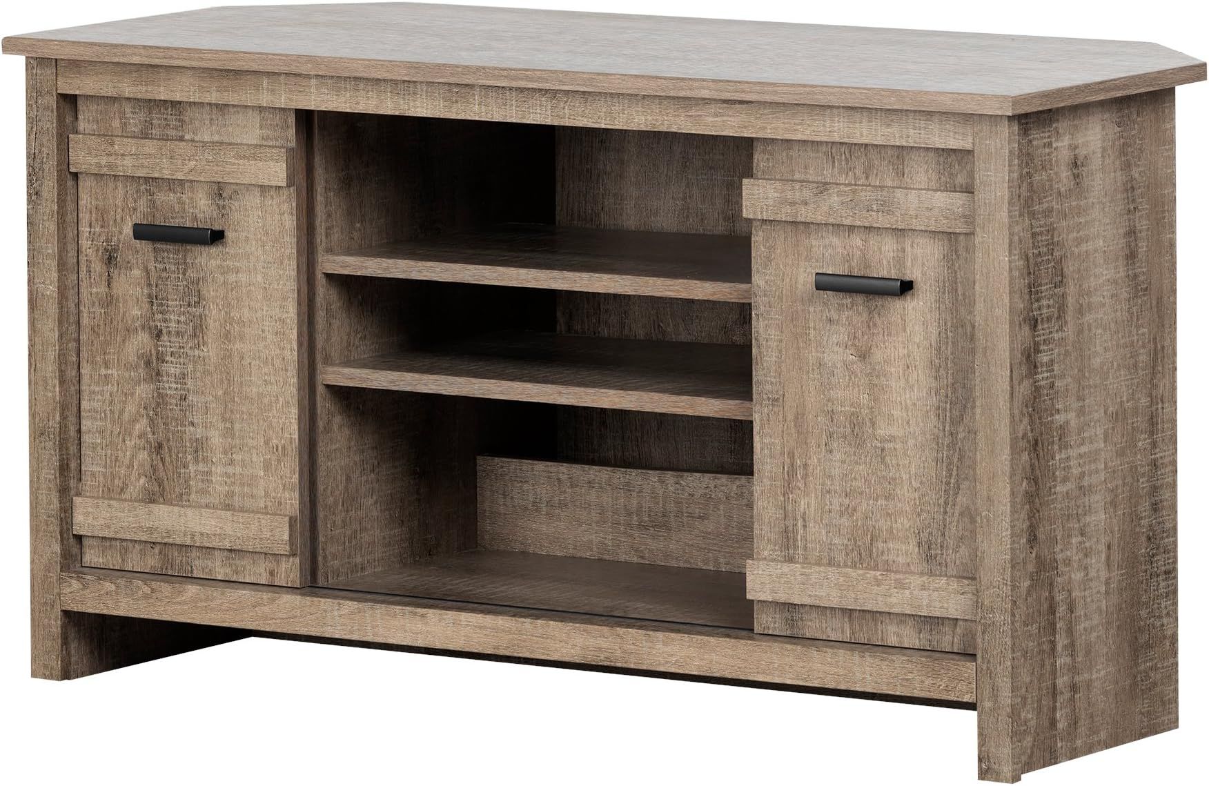 Amazon.com: Farmhouse Corner Tv Stand For Tvs Up To 55" Wood Media ... for Creating Visual Harmony with Built-in Storage Solutions