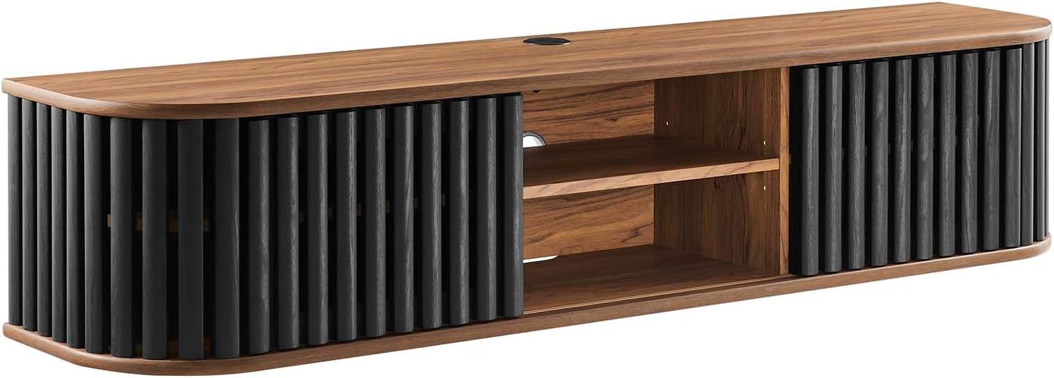 Amazon.com: Modway Fortitude Wall-Mounted Wood Tv Stand For Tvs Up To ... intended for Modway Fortitude Wall-Mounted Wood Tv Stand For Tvs Up To 70" In Walnut/Black