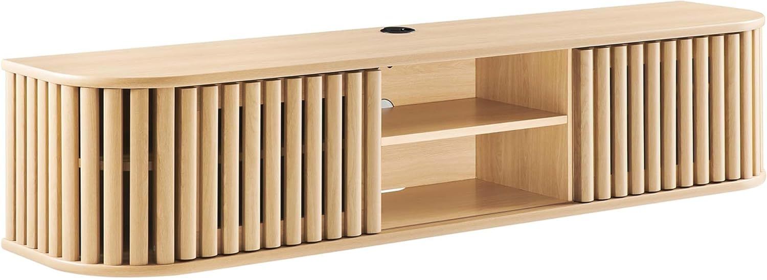 Amazon.com: Modway Fortitude Wall-Mounted Wood Tv Stand For Tvs Up To ... with Maximizing Space Efficiency with Built-In Media Organization Systems