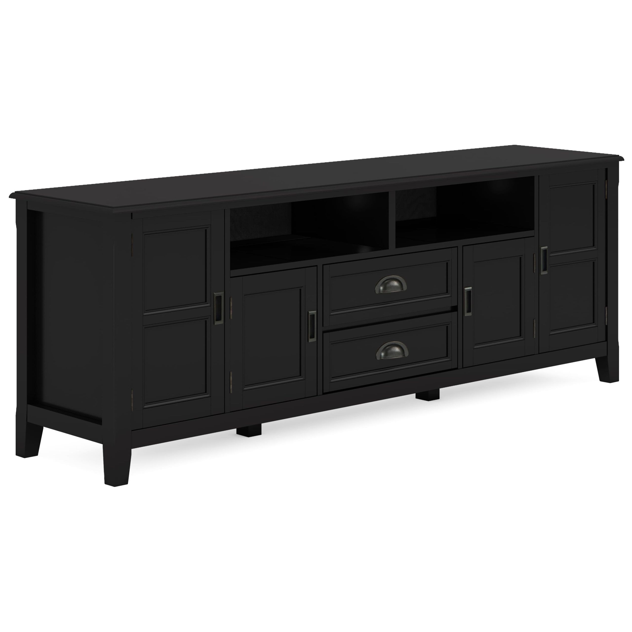 Burlington Solid Wood 72 Inch Wide Transitional Tv Media Stand For Tvs ... with regard to Artisan Solid Wood 72 Inch Wide Tv Media Stand In Black For Tvs Up To 80 Inches