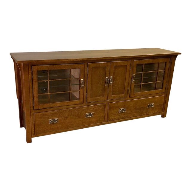 Crafters And Weavers Mission Quarter Sawn Oak Tv Stand - Walnut | Chairish inside Crafters And Weavers Mission Quarter Sawn Oak 60&amp;quot; Tv Stand (2 Colors Available)