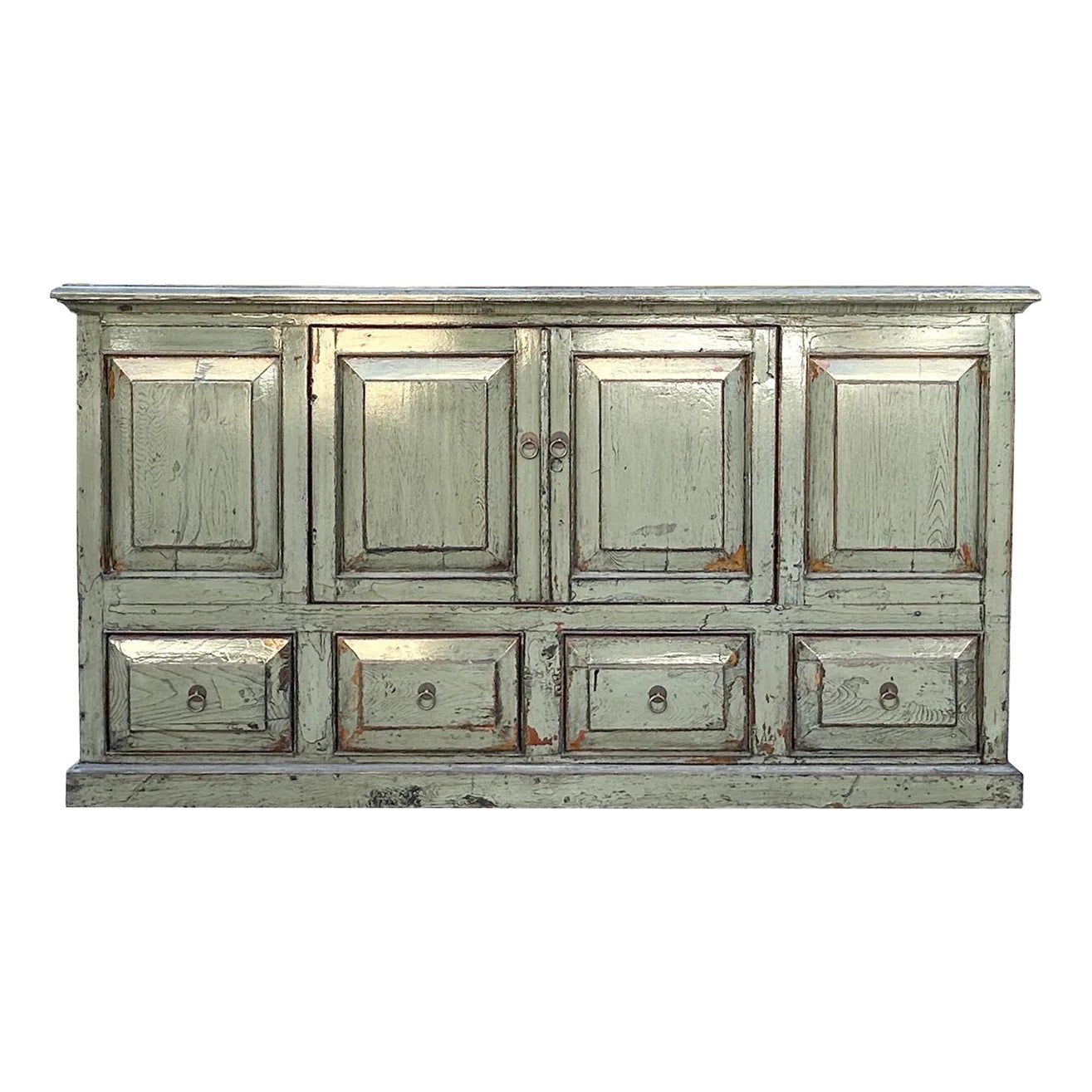 Distressed Gloss Gray 4 Doors Drawers Credenza Sideboard Console ... inside Maximizing Storage and Style with Distressed Rich Teal Blue 2 Doors Low Credenza Sideboard Console Cabinet