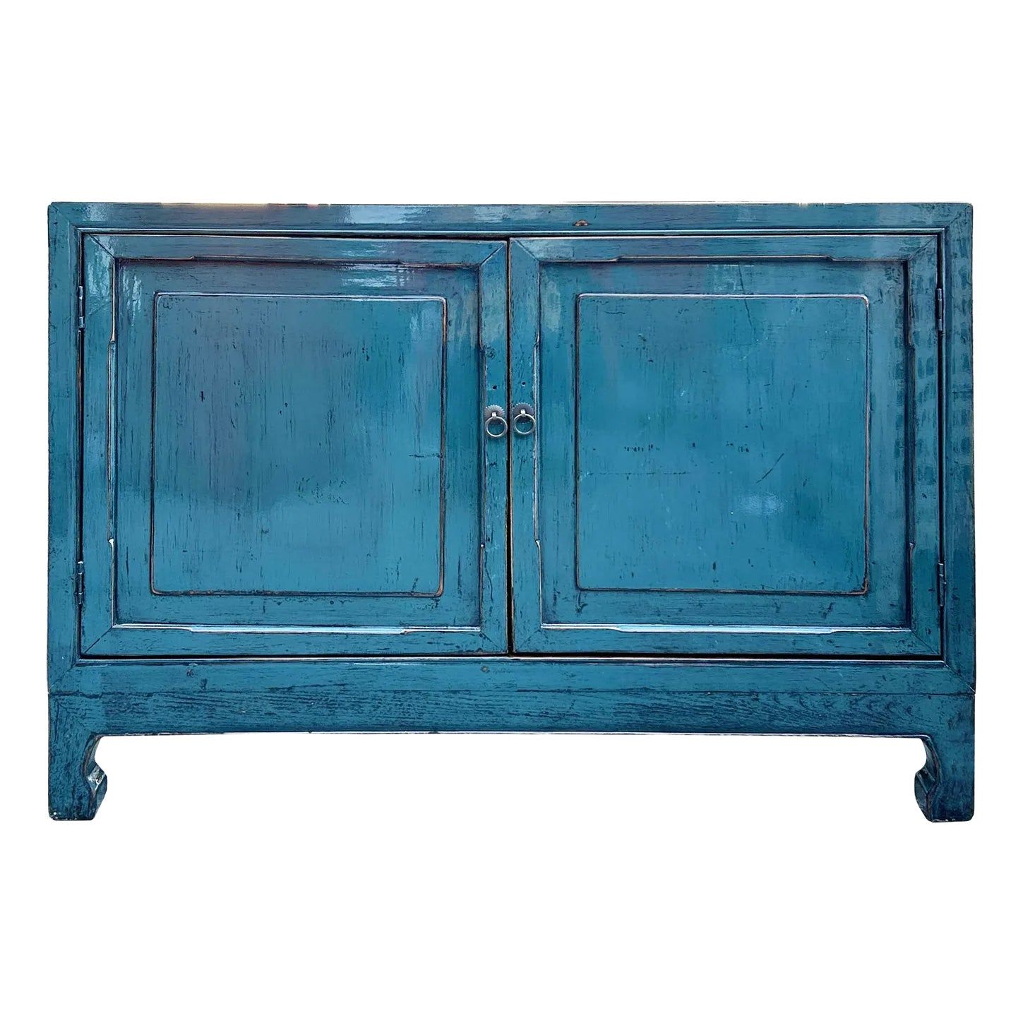 Distressed Rich Teal Blue 2 Doors Low Credenza Sideboard Console ... with regard to Maximizing Storage and Style with Distressed Rich Teal Blue 2 Doors Low Credenza Sideboard Console Cabinet