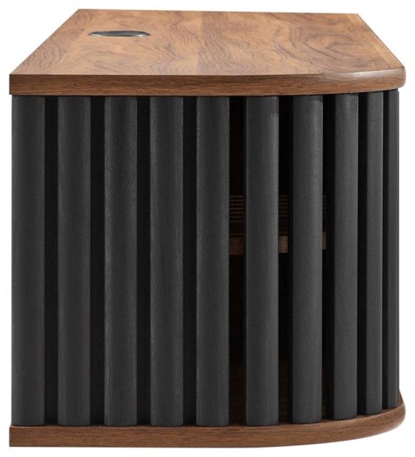 Modway Fortitude Wall-Mounted Wood Tv Stand For Tvs Up To 70" In Walnut ... regarding Maximizing Space Efficiency with Built-In Media Organization Systems