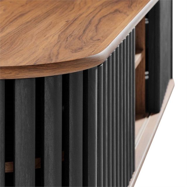 Modway Fortitude Wall-Mounted Wood Tv Stand For Tvs Up To 70" In Walnut ... regarding Maximizing Space Efficiency with Built-In Media Organization Systems