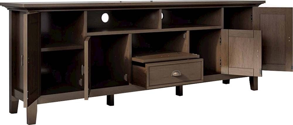 Redmond Solid Wood 72 Inch Wide Transitional Tv Media Stand For Tvs Up ... with Exploring the craftsmanship behind solid wood entertainment units