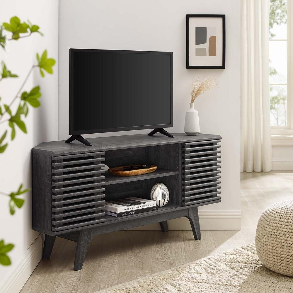 Reviews For Modway Render 46 In. Corner Tv Stand In Charcoal | Pg 1 ... inside Modway Render 46" Laminate And Particleboard Corner Tv Stand In Charcoal