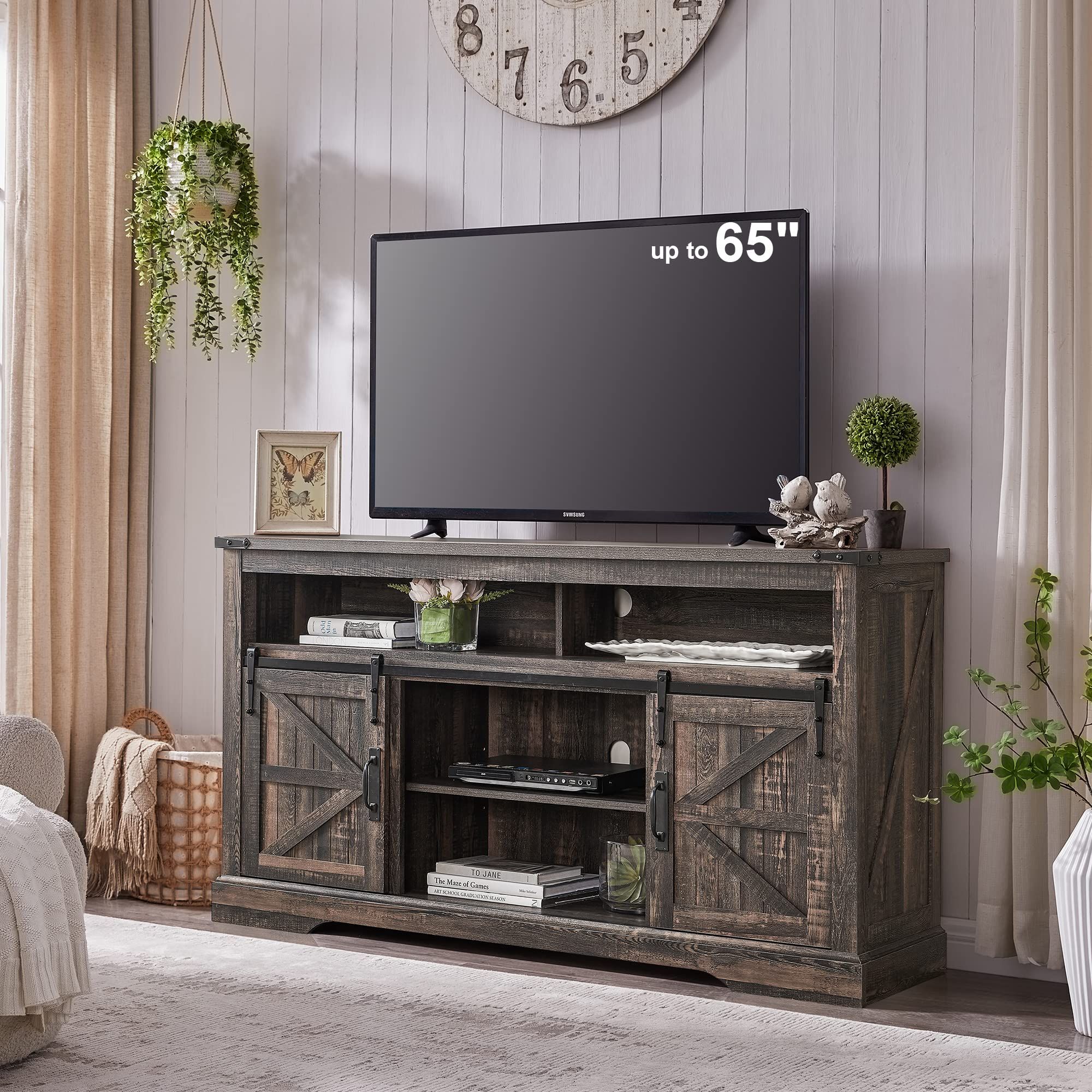 Rustic Tv Console Home Theater with regard to 60" Rustic Solid Wood Tv Stand Console Entertainment Center, Amber